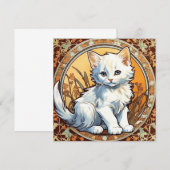 アルフォンス・ミュシャ風の猫 招待状 (正面/裏面)