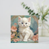 アルフォンス・ミュシャ風の白猫 招待状 (スタンド正面)