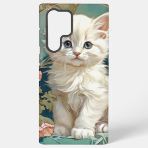 アルフォンス・ミュシャ風 白猫 SAMSUNG GALAXY S22 ULTRAケース