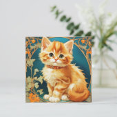 アルフォンス・ミュシャ アール・ヌーヴォー 猫 招待状 (スタンド正面)