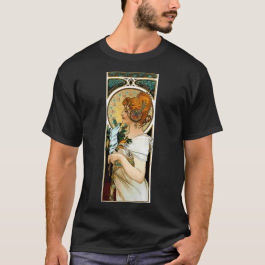 アルフォンス・ミュシャ - アール・ヌーヴォー Tシャツ (正面)