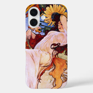アルフォンス・ミュシャ サマーシーズン、ヴィンテージ アール・ヌーヴォー iPhone 16ケース