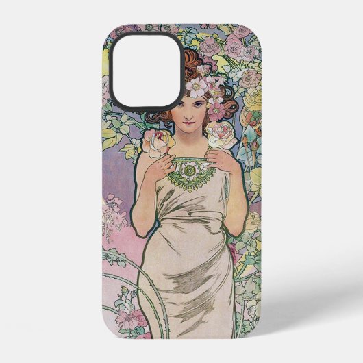アルフォンス・ミュシャ「四つの花 - バラ」 iPhoneケース (裏面)