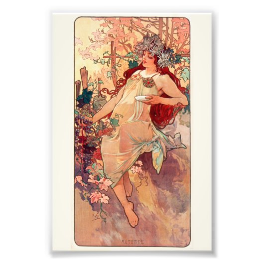アルフォンス・ミュシャ「四季」秋 (1896) フォトプリント            (正面)