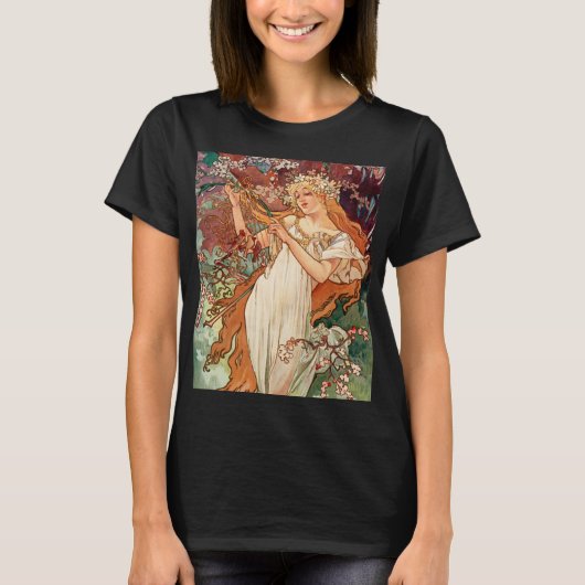 アルフォンス・ミュシャ 『四季』(1896) 春 Tシャツ (正面)