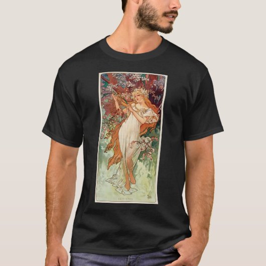 アルフォンス・ミュシャ「四季(1896)春」 Tシャツ (正面)