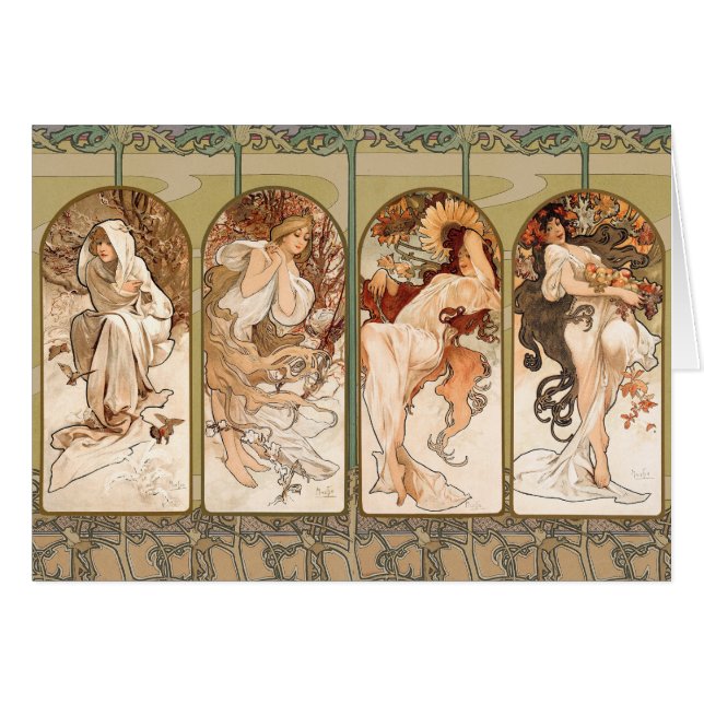 アルフォンス・ミュシャ「四季」1897年 アール・ヌーヴォーパネル (正面横)