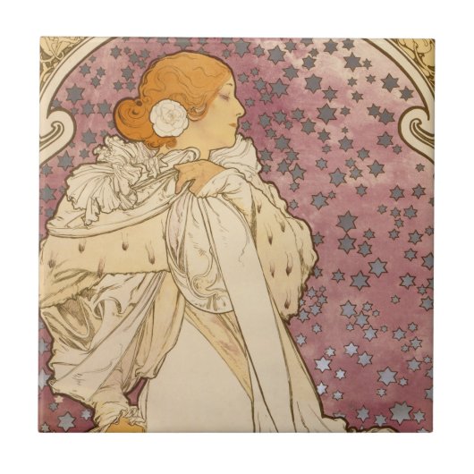 アルフォンス・ミュシャ「椿姫」: アール・ヌーヴォー タイル (正面)