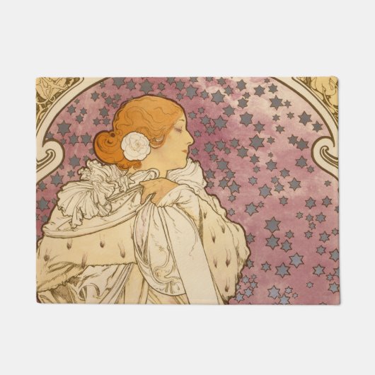 アルフォンス・ミュシャ「椿姫」: アール・ヌーヴォー ドアマット (正面)