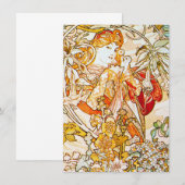 アルフォンス・ミュシャ - 牡丹 サンキューカード (正面/裏面)