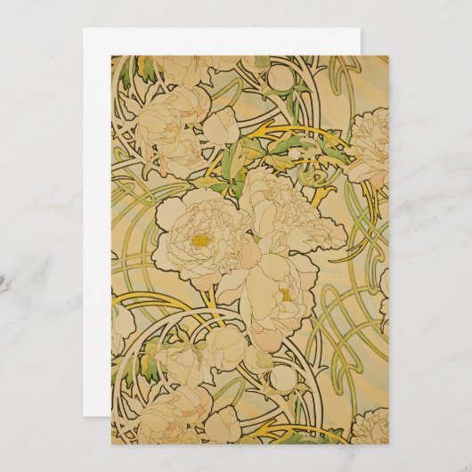 アルフォンス・ミュシャ - 牡丹 招待状 (正面/裏面)