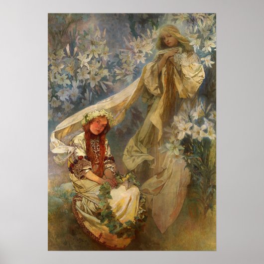 アルフォンス・ミュシャ - 百合の聖母 1905 ポスター (正面)