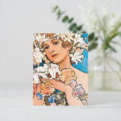 アルフォンス・ミュシャ - 花 - レトロ アール・ヌーヴォー ポストカード (スタンド正面)