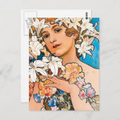 アルフォンス・ミュシャ - 花 - レトロ アール・ヌーヴォー ポストカード (正面/裏面)