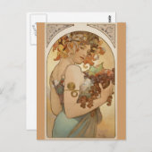 アルフォンズミュシャ – フルーツ ポストカード (正面/裏面)