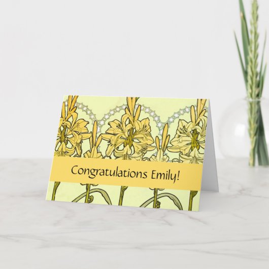 アルフォンセミュシャアールヌーボーリリリフローラルパターン カード (正面)