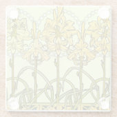 アルフォンセミュシャアールヌーボーリリリフローラルパターン ガラスコースター (裏面)