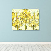 アルフォンセミュシャアールヌーボーリリリフローラルパターン キャンバスプリント (インサイチュ (ウッドフロア))
