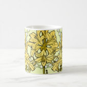 アルフォンセミュシャアールヌーボーリリリフローラルパターン コーヒーマグカップ (中央)