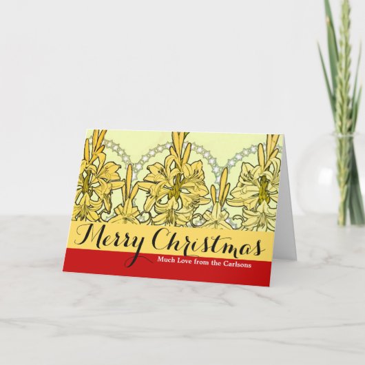 アルフォンセミュシャアールヌーボーリリリフローラルパターン シーズンカード (正面)