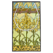 アルフォンセミュシャアールヌーボーリリリフローラルパターン スモールペーパーバッグ (裏面)