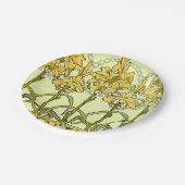 アルフォンセミュシャアールヌーボーリリリフローラルパターン ペーパープレート (アングル)