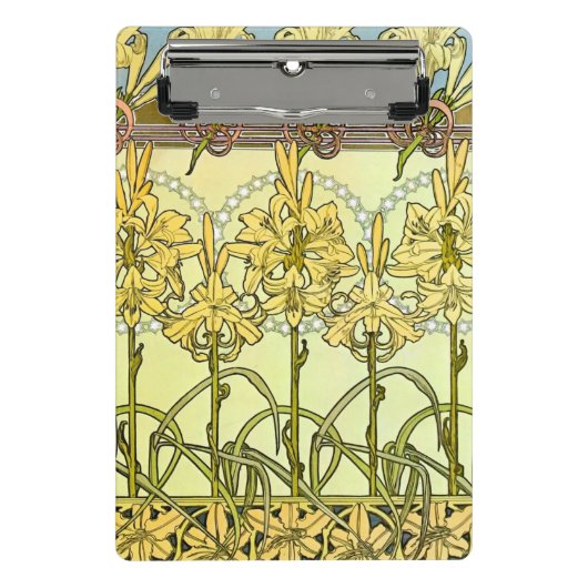 アルフォンセミュシャアールヌーボーリリリフローラルパターン ミニクリップボード (正面)