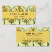 アルフォンセミュシャアールヌーボーリリリフローラルパターン 名刺 (正面/裏面)