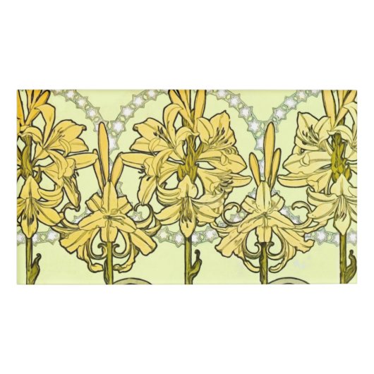 アルフォンセミュシャアールヌーボーリリリフローラルパターン 名札 (正面)