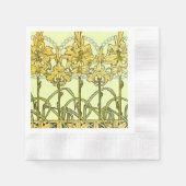 アルフォンセミュシャアールヌーボーリリリフローラルパターン 縁ありカクテルナプキン (正面)