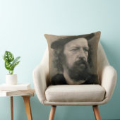 アルフレッドのTennyson (1809-92年)主のポートレート(b/w. p. クッション (椅子)