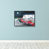 アルフレッドキツネ絵を描による歯医者への旅行 キャンバスプリント (インサイチュ (ウッドフロア))