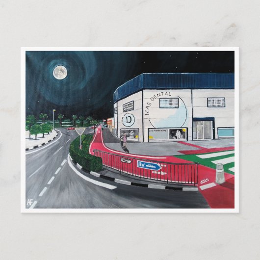 アルフレッドキツネ絵を描による歯医者への旅行 ポストカード (正面)