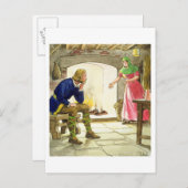 アルフレッド王(849-99)はケーキを燃やし、'Peep ポストカード (正面/裏面)