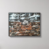 アルフレッド絵を描キツネによる嵐の中の船 キャンバスプリント (正面)