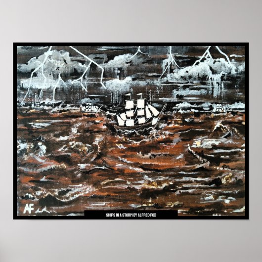 アルフレッド絵を描キツネによる嵐の中の船 ポスター (正面)