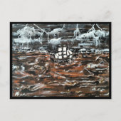 アルフレッド絵を描キツネによる嵐の中の船 ポストカード (正面)