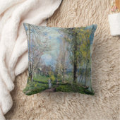 アルフレッド・シスレー - ビュイのセーヌ川岸 クッション (ブランケット)