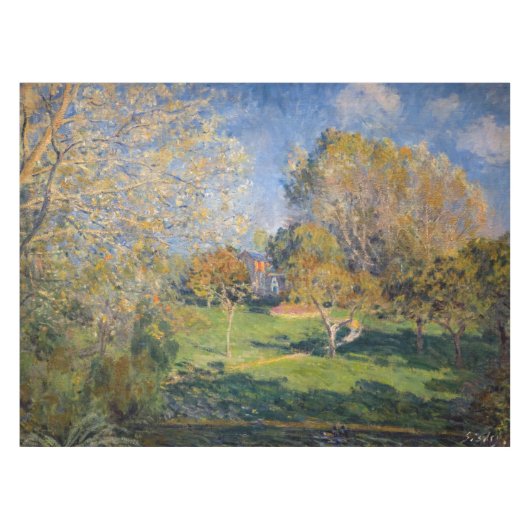 アルフレッド・シスレー - モンジェロンのホーシュェデ庭園 テーブルクロス (正面(横))