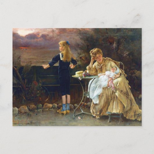 アルフレッド・スティーブンスの母と子どもたち ポストカード (正面)