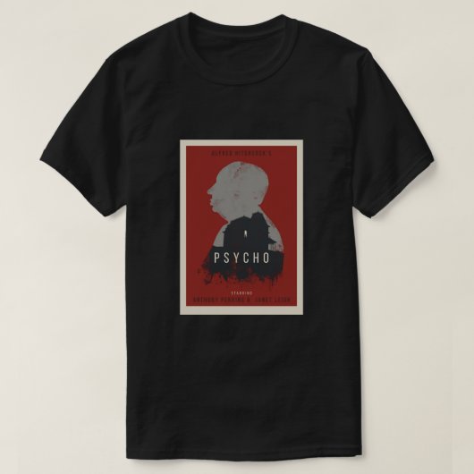アルフレッド・ヒッチコックサイコポスター Tシャツ (デザイン正面)