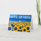 アルフレッド・フォックスによるひまわり畑の絵 カード (正面)