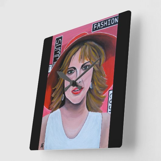 アルフレッド・フォックスによるマネキンの絵画 スクエア壁時計 (傾斜)