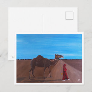 アルフレッド・フォックスによるラクダと少女の絵画 ポストカード