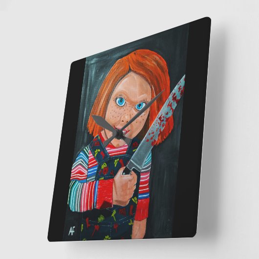 アルフレッド・フォックスによる人形の絵 スクエア壁時計 (傾斜)