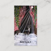 アルフレッド・フォックスによる奈良の絵画「聖なる使者」 名刺 (正面)