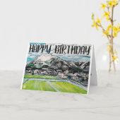 アルフレッド・フォックスによる富士山の絵 カード (黄色い花)