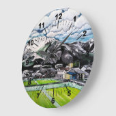アルフレッド・フォックスによる富士山の絵 ラージ壁時計 (傾斜)