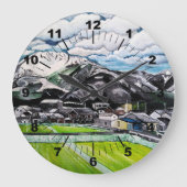 アルフレッド・フォックスによる富士山の絵 ラージ壁時計 (正面)
