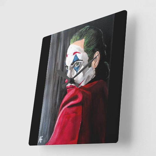 アルフレッド・フォックスによる悪役の絵 スクエア壁時計 (傾斜)